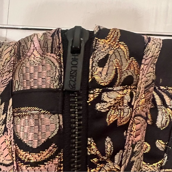 House of CB Isabella Brocade Black Multicolor Bustier Puff Sleeves XS - Picture 12 of 15